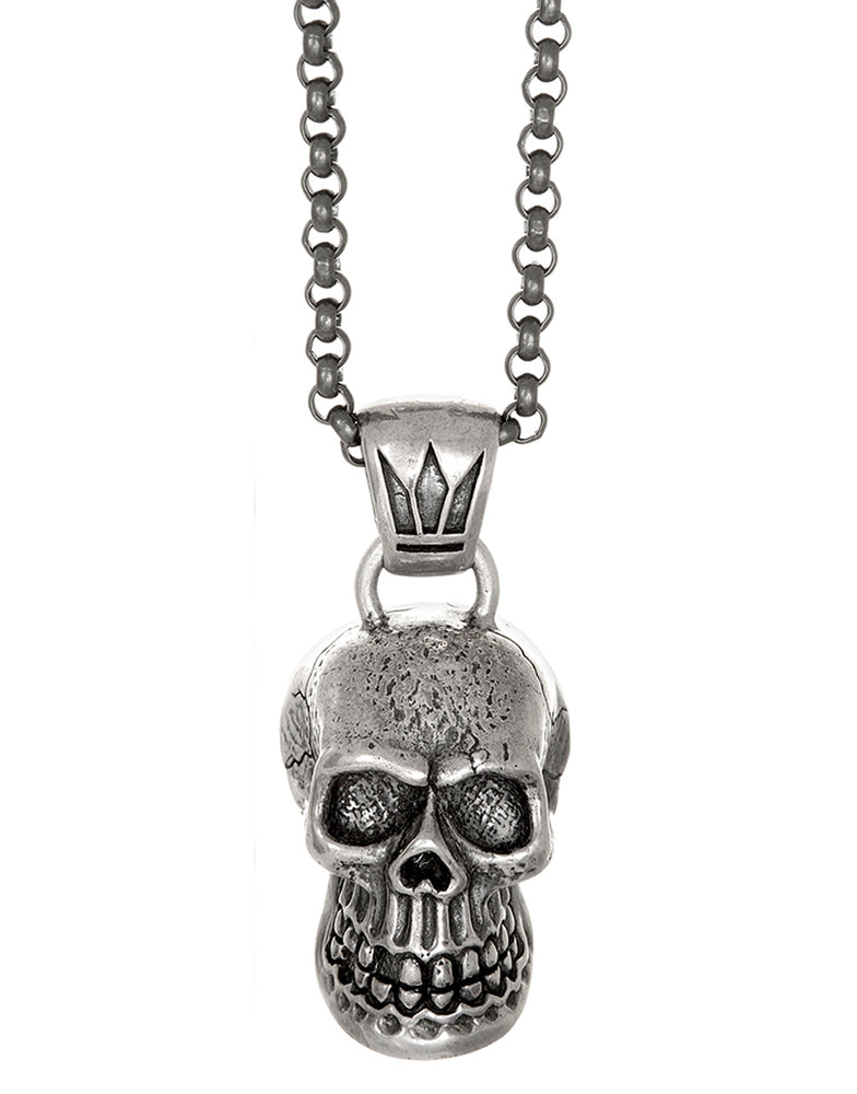 Anhänger Voodoo King Skull Sterling Silber antik -EINS BERLIN- von vorn