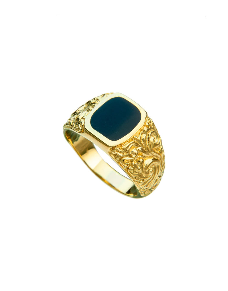 Ring - LEMOND vergoldet mit schwarzem Onyx - EINSBERLIN